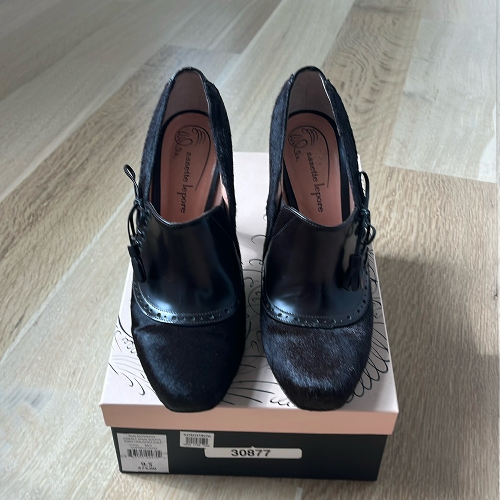 Nanette Lepore Coffee Corset Calf Hair Booties 9.5. Made in Italy